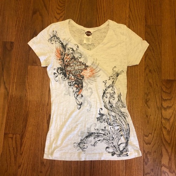 Harley-Davidson Tops - Harley-Davidson Burn out Tee Shirt w/Beading
